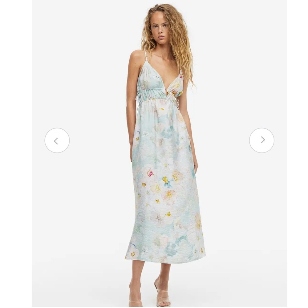 Floral Midi Dress Pastel Garden Fairy Celestial Goddess Watercolor H&M Whimsical